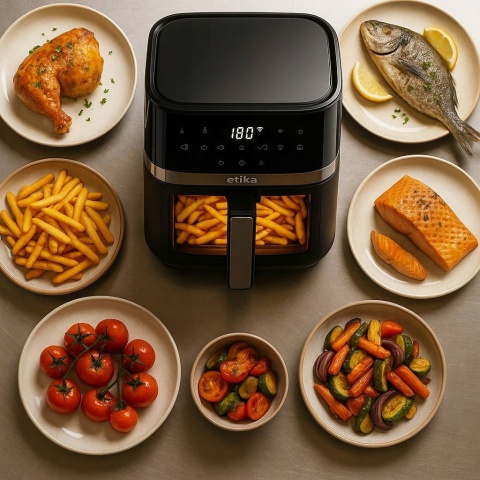 FRYTKOWNICA BEZTŁUSZCZOWA AIR FRYER FRYTOWNICA DUŻA 8L 1800W MISA XL